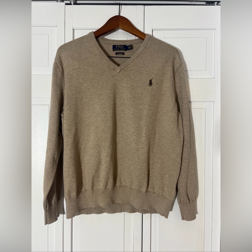 Men’s Polo‎ Ralph Lauren Pima Cotton Pullover Sweater Size XL Tan/brown